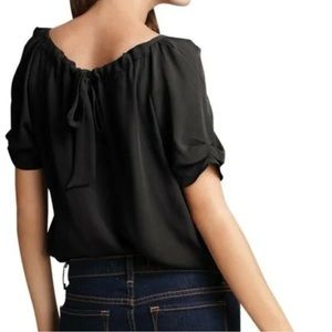 Joie black silk bow detail blue sz S